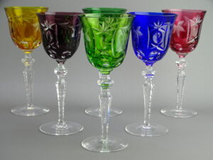6 verres cristal overlay Artisanat de Lorraine