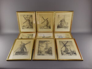 Série de 9 gravures de moulin G.Vandenbergue